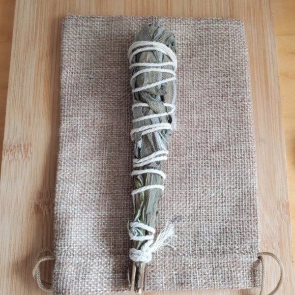 Organic White Sage + Lavender Smudge + Brazilian White Quartz Mineral Gemstone - Picture 3 of 5